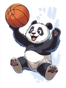 卡通运动熊猫