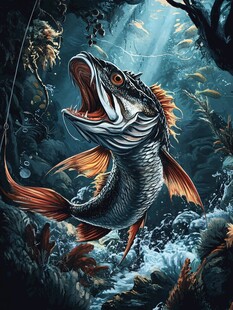 手绘锦鲤装饰画