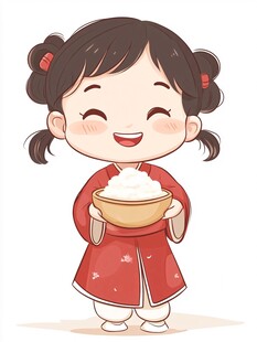 古装男孩抱大米插画