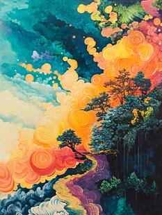 新中禅意山水岩彩画