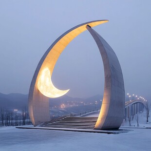 圆月雕塑