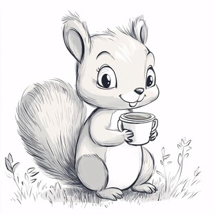 手绘小松鼠
