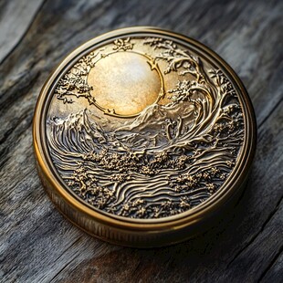 铜镀金日升月恒