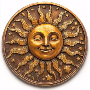 铜镀金日升月恒