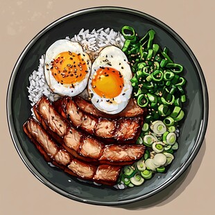 烧肉饭插画