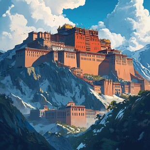 布达拉宫插画