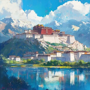 布达拉宫水彩
