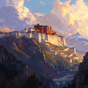 布达拉宫水彩
