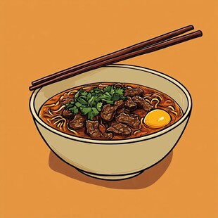 红烧牛肉面插画