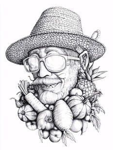 欧美卖菜人物手绘