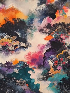 新中禅意山水岩彩画