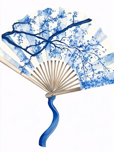 竹影折扇插画