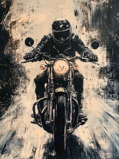 摩托车油画