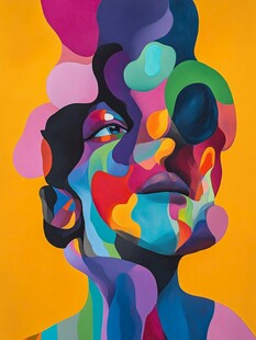 人脸色块拼接装饰画