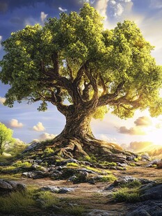 唯美风景参天大树