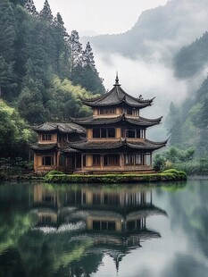 山水楼阁雅致意境风