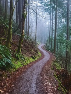 雨雾山路图片素材下载