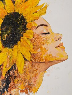 水彩向日葵女孩