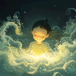 许愿女孩插画