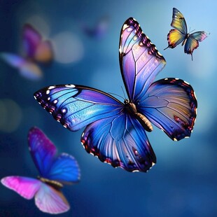 蓝色渐变蝴蝶