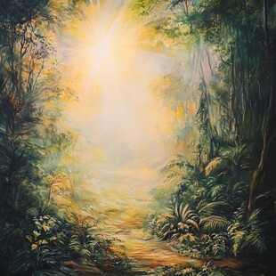 电脑装饰油画阳光森林