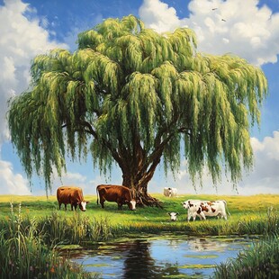 柳树成荫装饰画