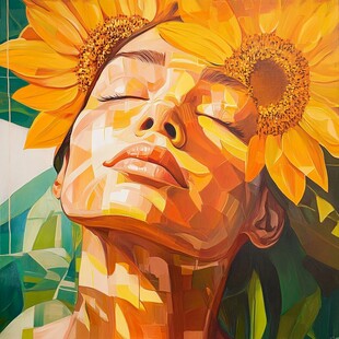 彩色玻璃马赛克肖像