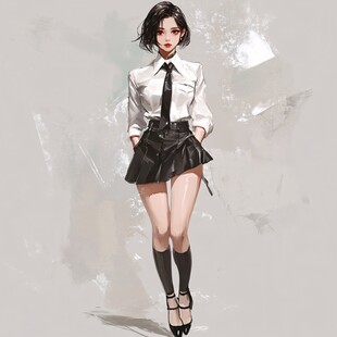 校服美女插画