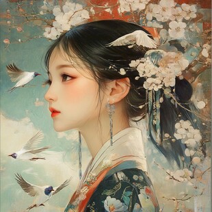 古风美女头像插画封面