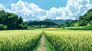 稻田风景插画