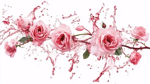 水墨玫瑰花水墨花卉