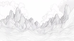 山水线包装插画