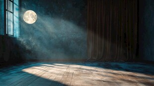 阳光照进蓝色的房间