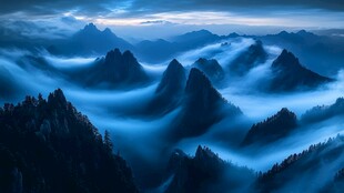 云雾缭绕仙山梦境