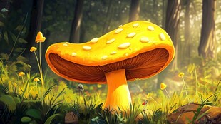 梦幻蘑菇背景