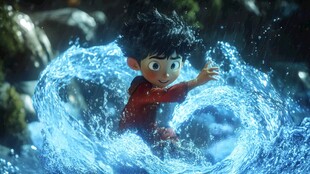 小水滴超人做起飞动作