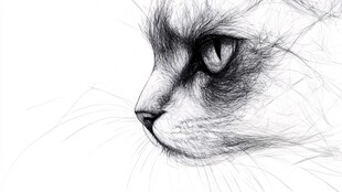 猫黑白线稿