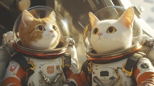 卡通宇航员猫咪