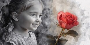 拿玫瑰花的女孩