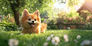 悠闲小狗温暖画面