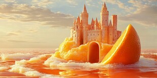 超现实的城堡与水