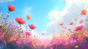 唯美梦幻花田场景