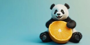 熊猫抱菠萝图案