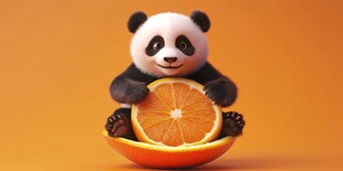 熊猫抱菠萝图案