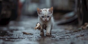 街头流浪的小花猫