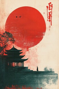 插画红日