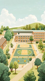 校园场景插画