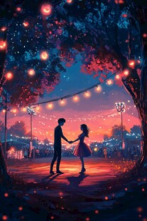 唯美浪漫情侣插画