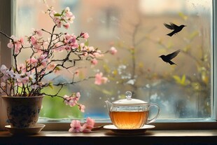 窗前茶具