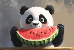 吃西瓜的熊猫